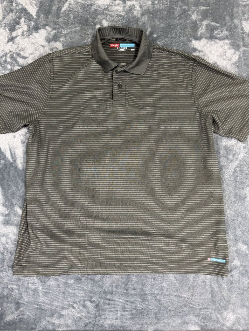 Wrangler Mens Olive Striped Short Sleeve Polo Shirt XL